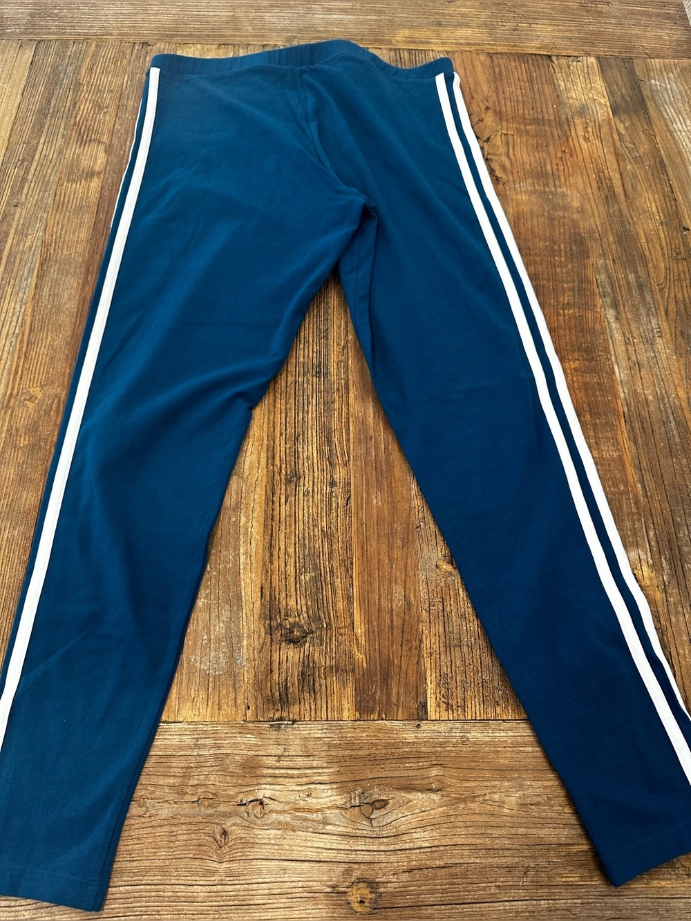 adidas Blue Leggings with White 3-Stripes - Picture 6 of 8